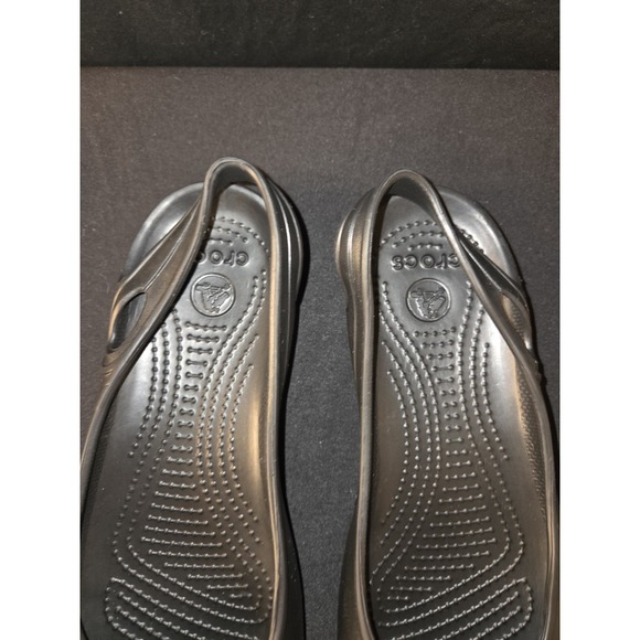 Crocs Shoes Womens 9 Alice Mary Jane Flats Comfort Black Rubber Slip On Low Top - Picture 4 of 9